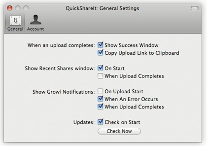 quickshare preferenze