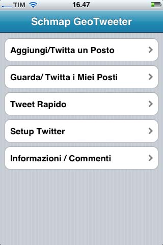 GeoTweeter menu