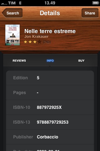 aNobii Search iPhone info libro