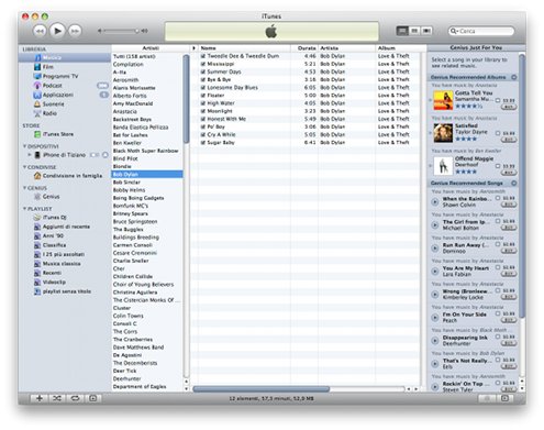 iTunes Browser colonna