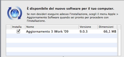 iwork aggiornamento