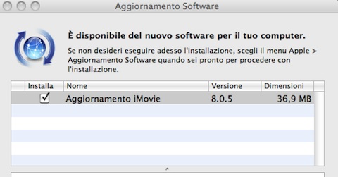 imovie 09 aggiornamento