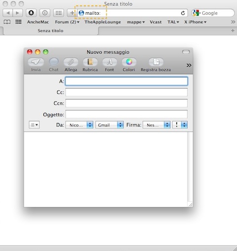 mail vuota da safari