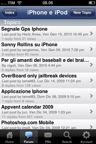 TouchBB iphone topics