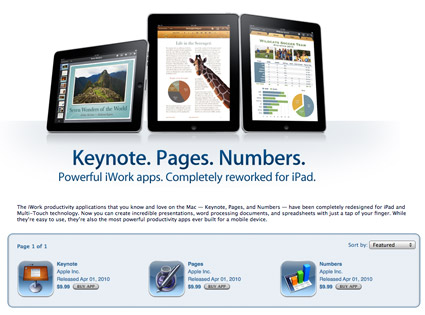 Keynote, Pages, Numbers