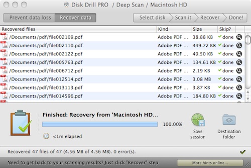 Disk Drill 1.1.84 Pro Files Recovered
