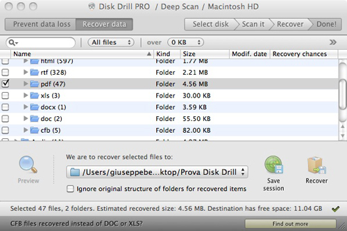 Disk Drill 1.1.84 Pro Recover files PDF