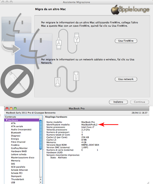 Assistente migrazione non usa Thunderbolt