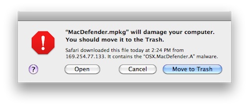 Macdefender dialog box