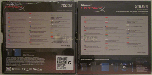 Kingston HyperX SSD 240 GB Upgrade Kit e Kingston HyperX SSD 120 GB, particolare del retro delle confezioni - The Apple Lounge