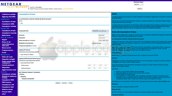 NETGEAR DGND3700 router manager page - TheAppleLounge.com