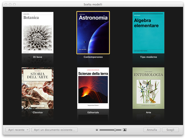 Scelta dei modeli di iBooks Author - TheAppleLounge.com