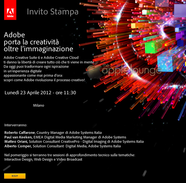 Adobe Creative Suite 6 CS6 e Adobe Creative Cloud presentazione, Milano 23 aprile 2012 Uscita Adobe CS6