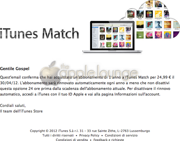 iTunes Match in Italia, attivo - TheAppleLounge.com