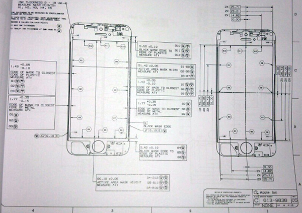 Nuovo iPhone 5, presunto schema della parte frontale - TheAppleLounge.com