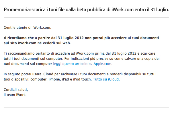 iWork.com beta chiude il 31 luglio 2012 - TheAppleLounge.com