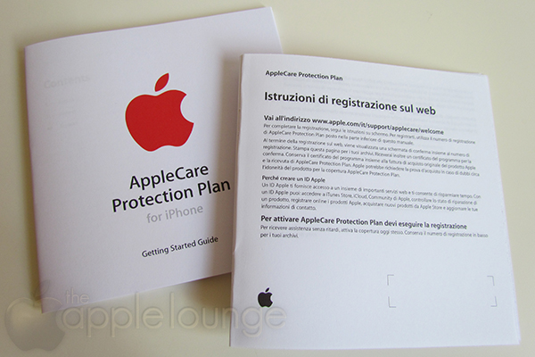 AppleCare Protection Plan, confezione di APP per iPhone (contenuto della confezione, pagina italiano) - TheAppleLounge.com