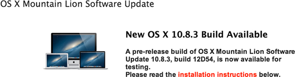 OS X 10.8.3 build 12D54 rilasciata agli svilupatori - TheAppleLounge.com