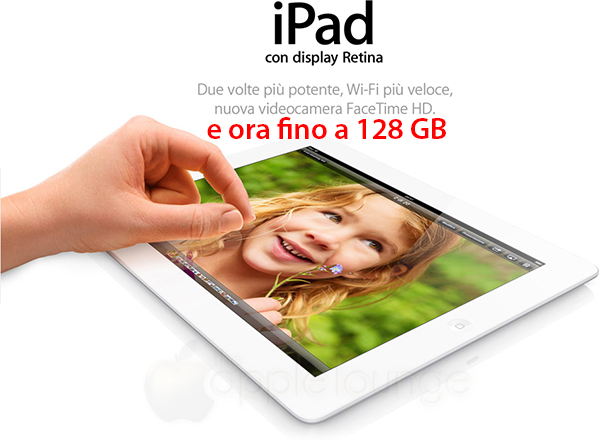 iPad 128 GB, disponibile dal 5 febbraio 2013 - TheAppleLounge.com