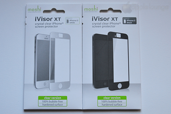 moshi iVisor XT for iPhone 5, immagine frontale della confezione per iPhone 5 bianco e iPhone 5 nero - TheAppleLounge.com