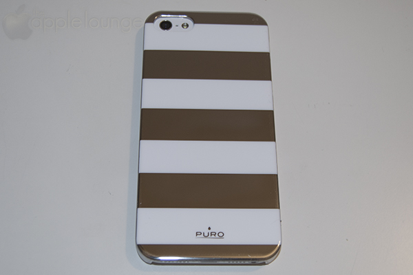 Puro Cover iPhone 5 Stripes, immagine del prodotto col telefono inserito - TheAppleLounge.com