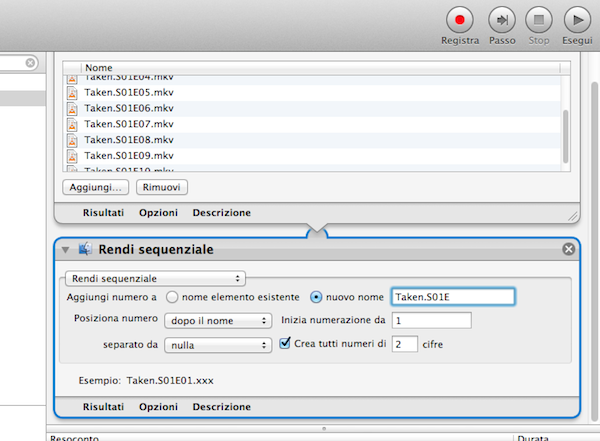 Automator rinominare serie tv