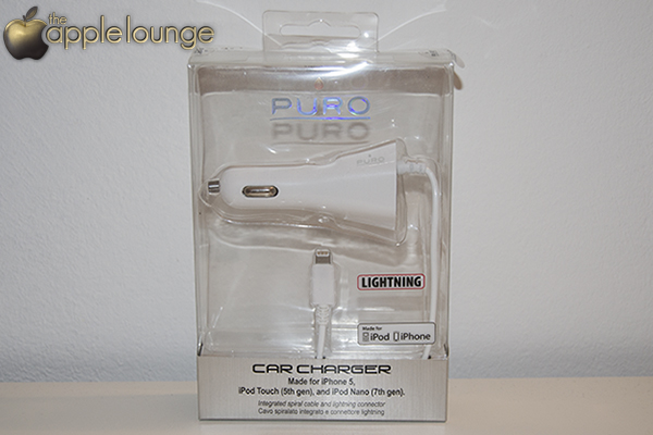 Puro, Carica batterie da auto per dispositivi Apple con connettore Lightning (confezione fronte) - TheAppleLounge.com