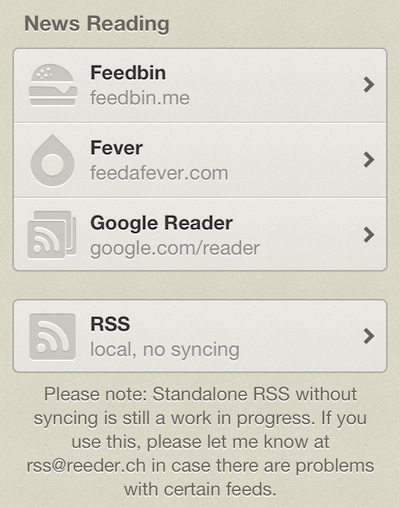 Aggiornamento Reeder iPhone