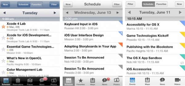 L'app ufficiale della WWDC: 2011,2012 e 2013 a confronto