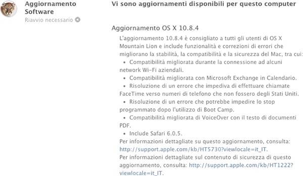 OS X 10.8.4, aggiornamento Mountain Lione - TheAppleLounge.com