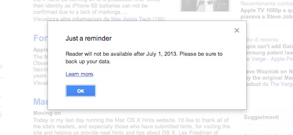 google reader chiude