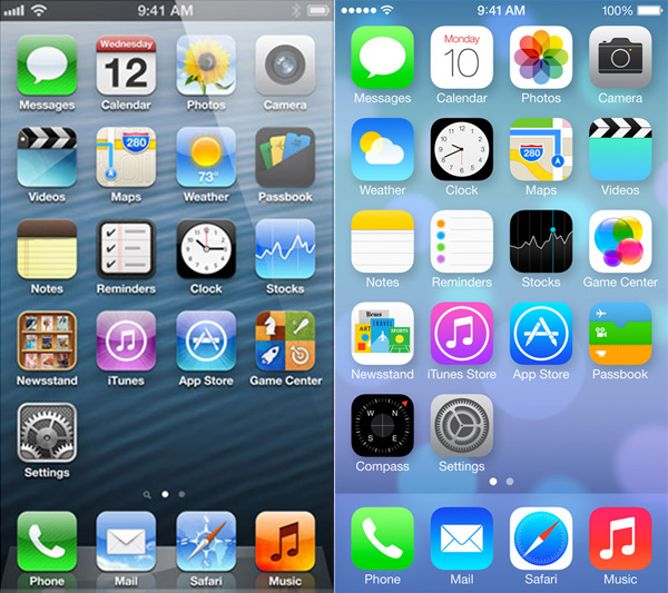 iOS 6 vs iOS 7: home screen a confronto