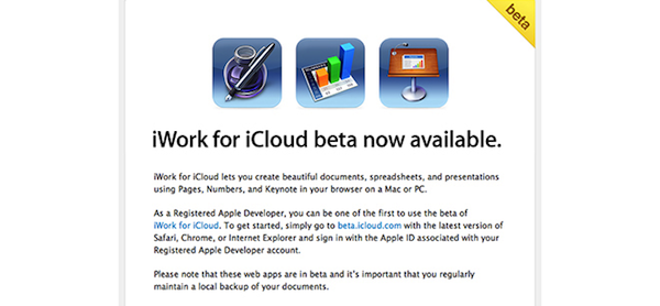 invito iWork iCloud beta