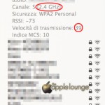 NETGEAR DGND4000 Modem Router Wireless N750 Dual Band, dettagli del segnale 802.11n 300 Mbps 2.4 GHz catturato da un MacBook Pro affiancato a una Smart TV situata nella parte opposta di un grande appartamento - TheAppleLounge.com