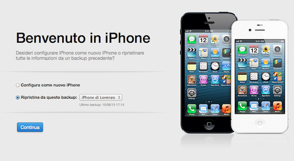 Rispristino iPhone da iTunes