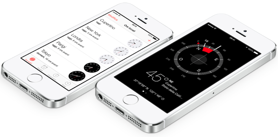 iOS 7 orologio e bussola