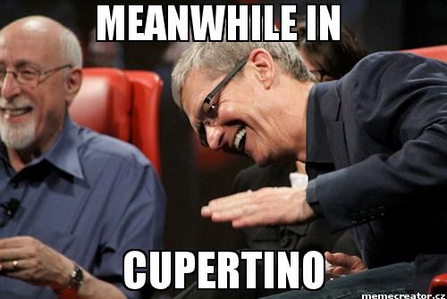 meanwhile in cupertino tim cook laughing
