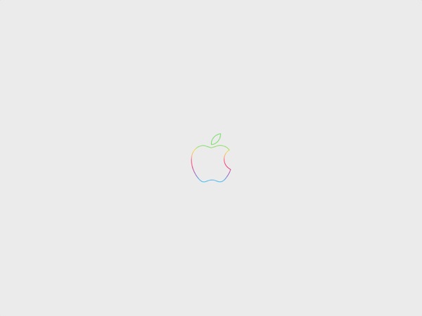 2 anniversary-apple-logo-rainbow-offwhite-wallpaper