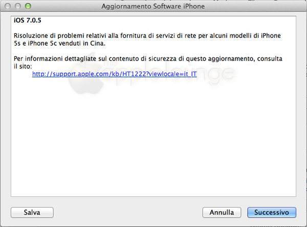 Apple rilascia iOS 7.0.5 - TheAppleLounge.com