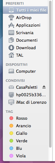 OS X Finder Barra Laterale