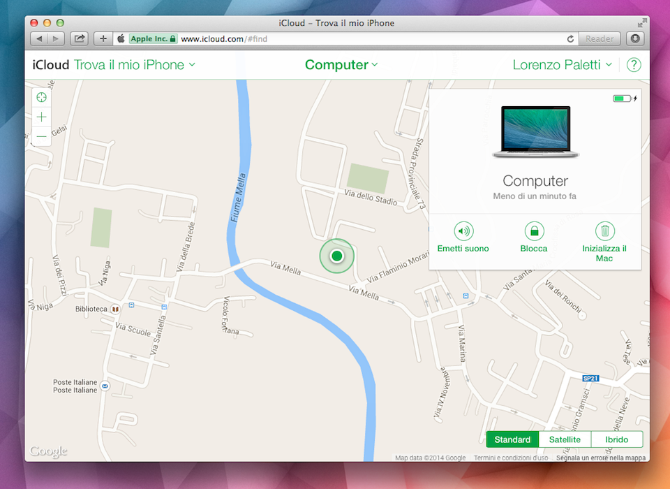 Panoramica iCloud Trova il mio Mac