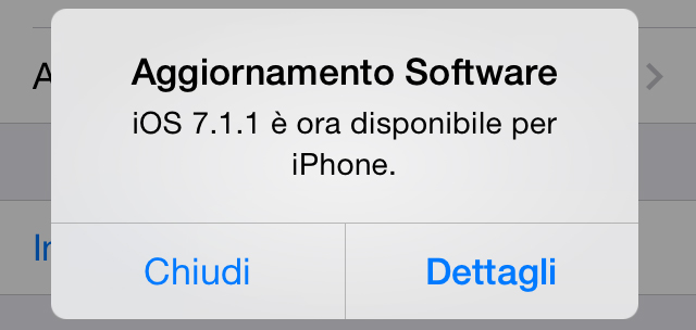 Aggiornamento iOS 7.1.1
