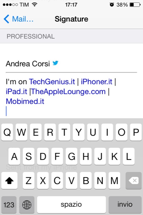 Guida firma HTML Mail iOS OS X senza allegati font TAL_3
