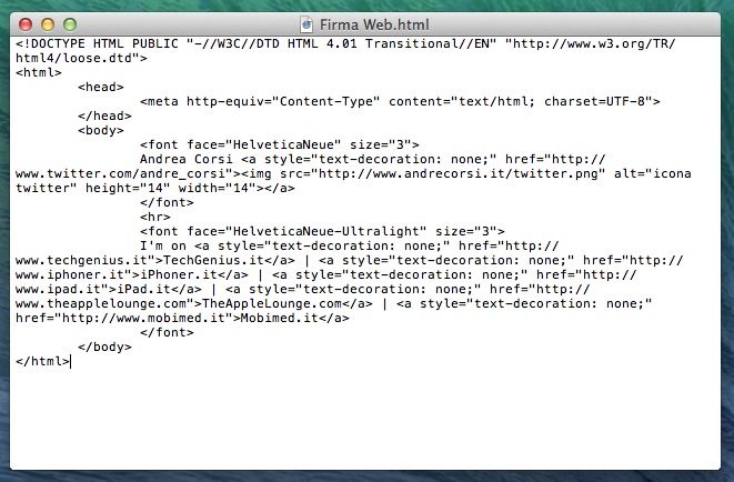 Guida firma HTML Mail iOS OS X senza allegati font TAL_5