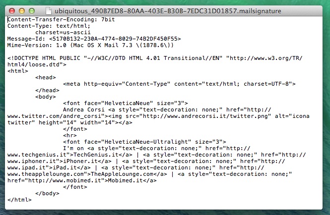 Guida firma HTML Mail iOS OS X senza allegati font TAL_9