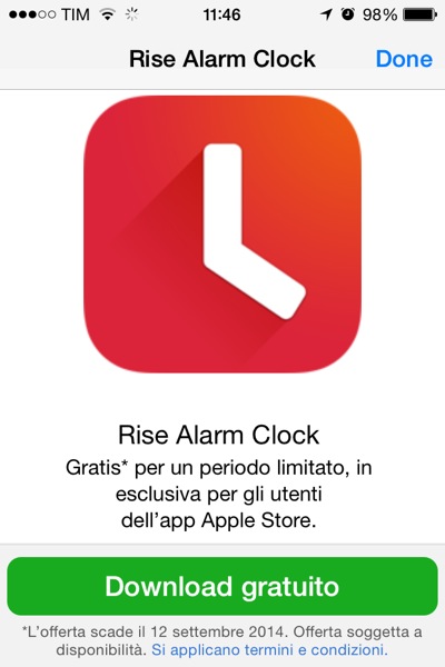 Rise Alarm Clock gratis app Apple Store TAL