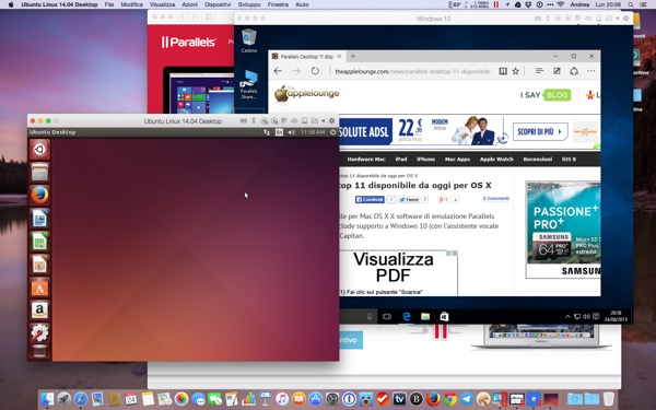 Parallels Desktop 11 Mac recensione TheAppleLounge Windows 10 OS X El Capitan 8