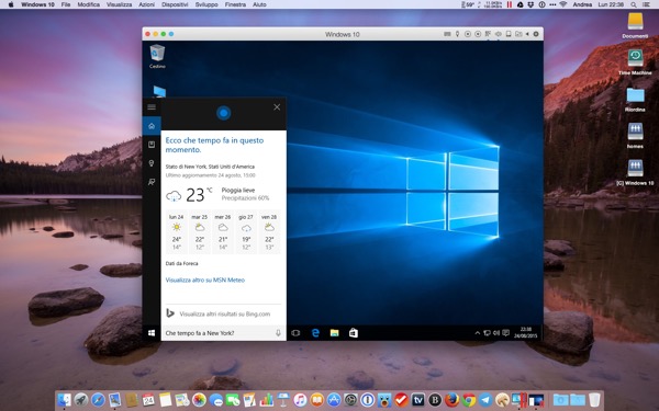 Parallels Desktop 11 Mac recensione TheAppleLounge Windows 10 OS X El Capitan Cortana