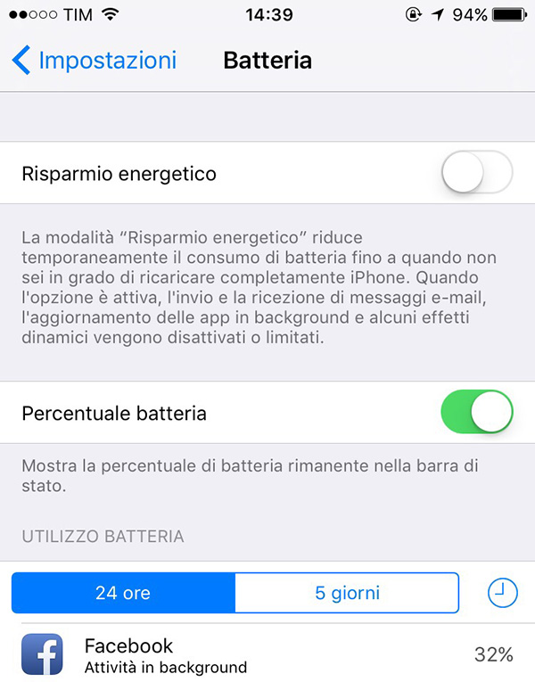 iOS 9 risparmio energetico