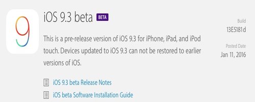 iOS 9.3 beta